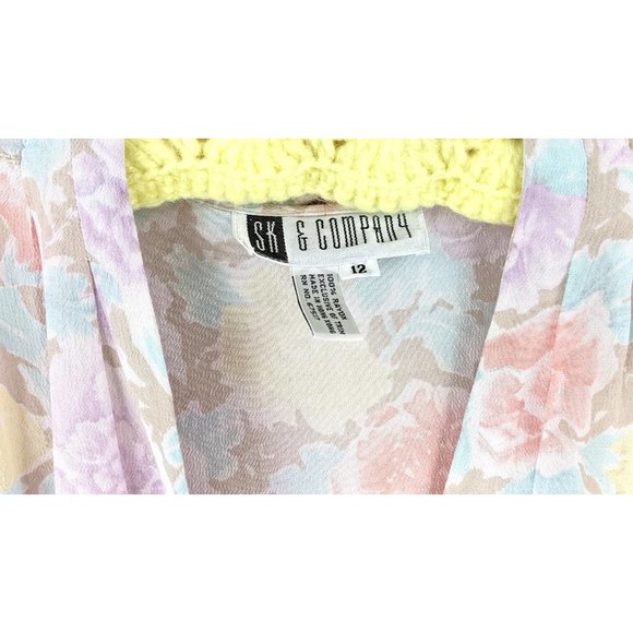 Vintage pastel pink floral short sleeve wrap peplum blouse - Picture 3 of 5